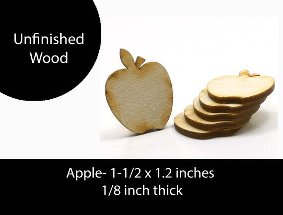 Unfinished Wood Apple 1 1 2 Inches Tall By 1 2 Inches Wide Etsy