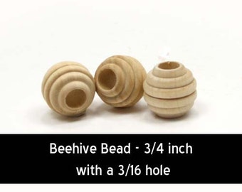 Unfinished Wood Round Beehive - 3/4 inch in diameter and 3/16 hole wooden shape (WW-BE6070)