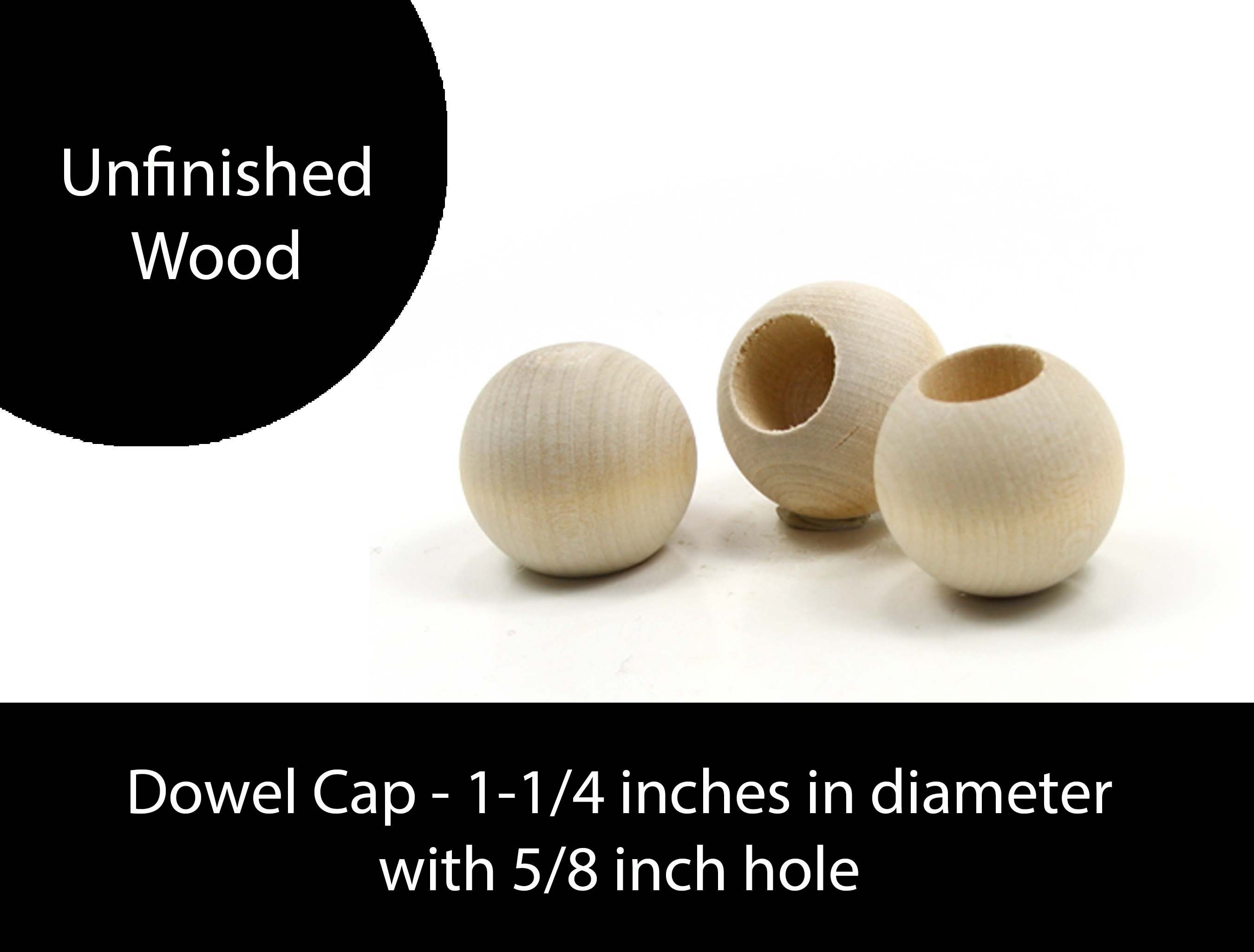 Unfinished Wood Ball Dowel Cap 1-1/4 in Diameter With 5/8 Inch