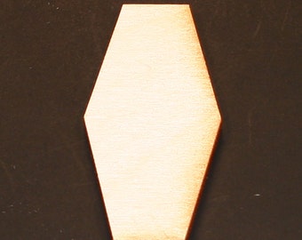 Unfinished Wood Hexagon Elongated - 1-1/2 inches tall by 1 inch wide and 1/8 inch thick wooden shape (HEXG09)