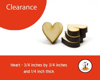 Package of 50 - Unfinished Wood Heart - 3/4 inches tall by 3/4 inches wide and 1/4 inch thick wooden shape