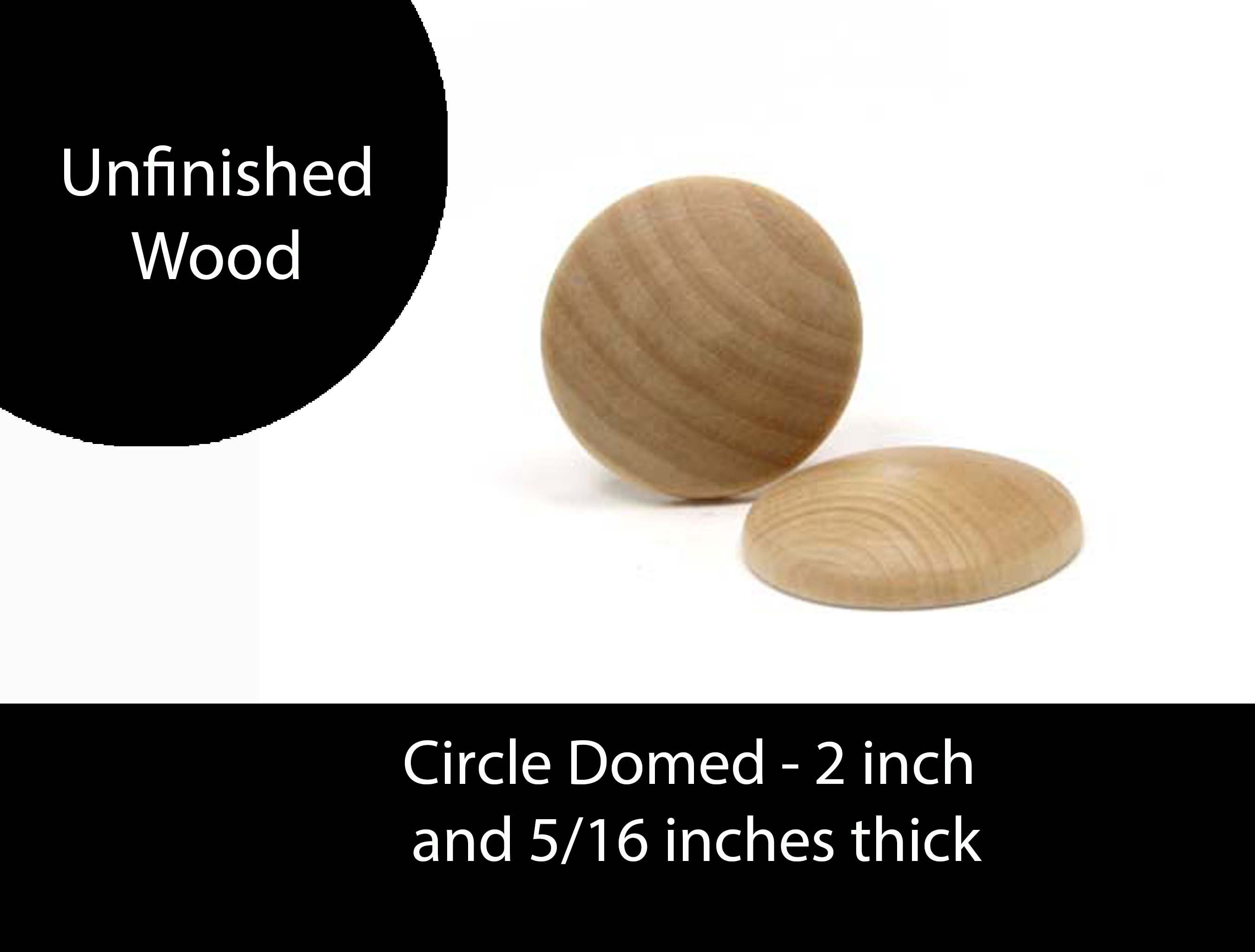 2 Domed Wood Disc, 2 Inch Domed Disk, Domed Circle 5/16 Thick Unfinished  DIY Set of 12 
