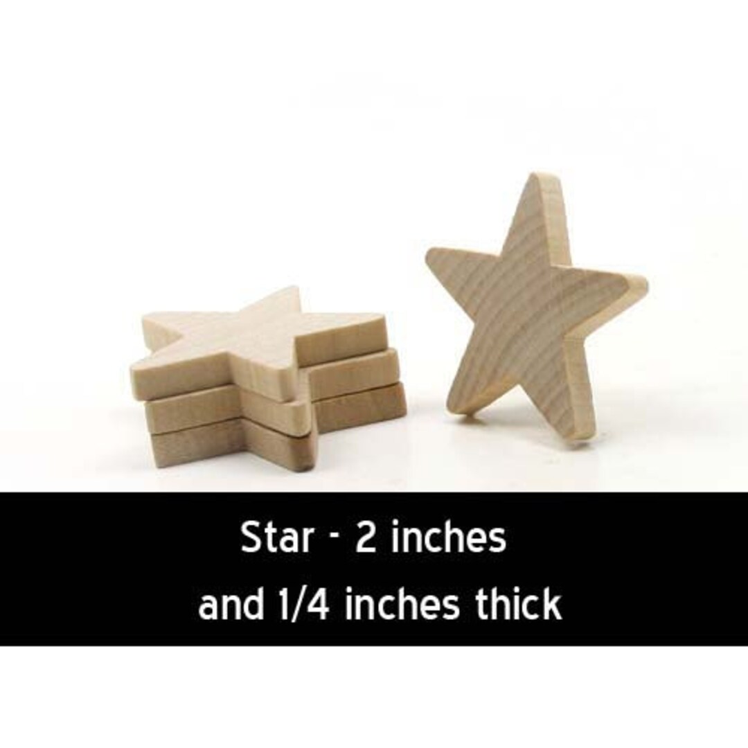 Unfinished Wood Star - 2 Inches by 2 Inches and 1/4 Inch Thick Wooden ...