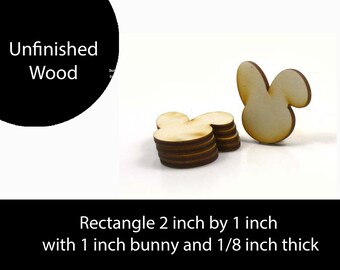 Unfinished Wood Bunny Whimsical - 1-1/2 inches tall by 1 inch wide and 1/8 inch thick wooden shape