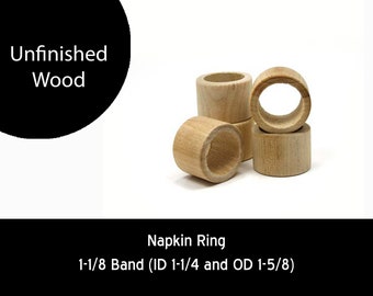 Unfinished Wood Napkin Ring Smooth - 1-5/8 outside diameter 1-1/4 inside diameter and 1-1/8 band wooden shape (WW-NR0151)