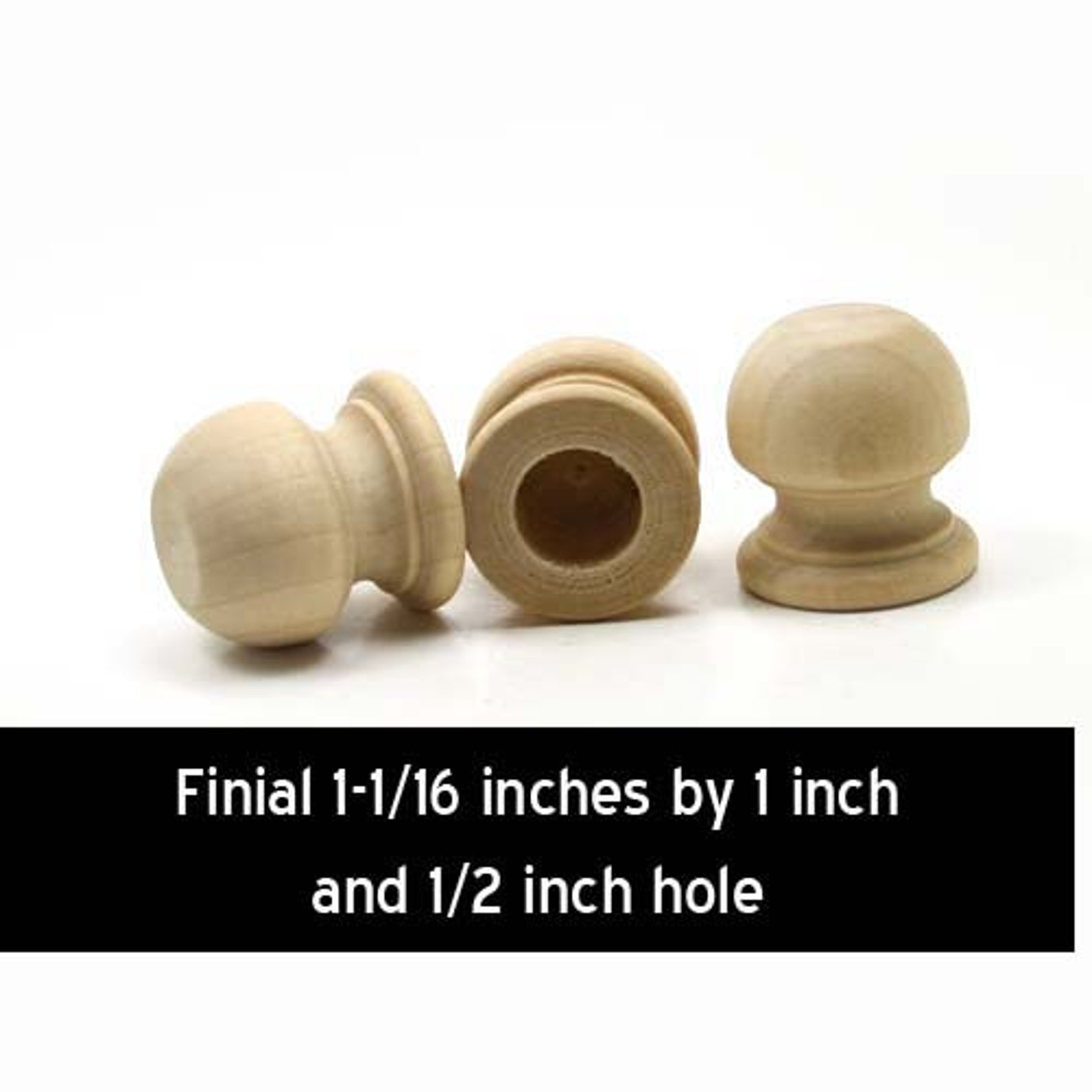 Unfinished Wood Finial Dowel Cap End 11/16 x 1 inch with Etsy