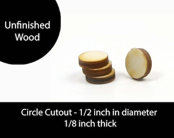 Unfinished Wood Circle Cutout - 1/2 inches in diameter and 1/8 inch thick wooden shape