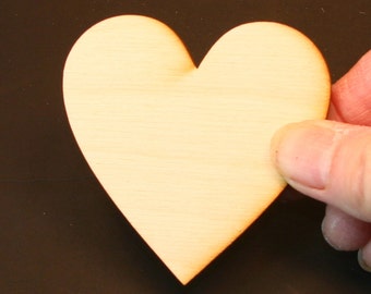 Unfinished Wood Heart - 2-1/2 inches by 2-1/2 inches and 1/4 inch thick wooden shape (HART09B)