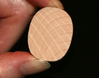 Unfinished Wood Oval - 1-1/4 inches tall by 1 inch wide and 3/16 inches thick wooden shape