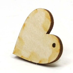 Unfinished Wood Heart 3/4 inches tall by 3/4 inches wide with 1 .05 hole and 1/8 inch thick wooden shape image 3