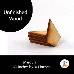 Unfinished Wood Marquis 1-1/4 inches tall by 3/4 inches wide and 1/8 inch thick wooden shape MARQ01 image 1