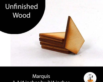 Unfinished Wood Marquis - 1-1/4 inches tall by 3/4 inches wide and 1/8 inch thick wooden shape (MARQ01)