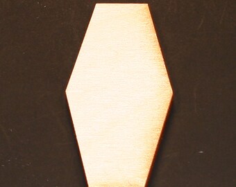 Unfinished Wood Hexagon Elongated - 1 inch by 3/4 inches and 1/8 inch thick wooden shape (HEXG08)