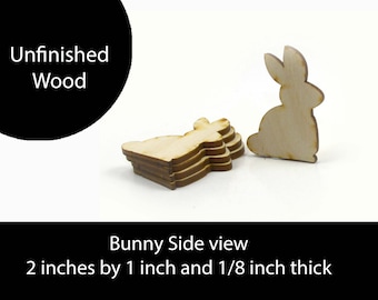 Unfinished Wood Bunny - 2 inches by 1-1/2 inches and 1/8 inch thick wooden shape
