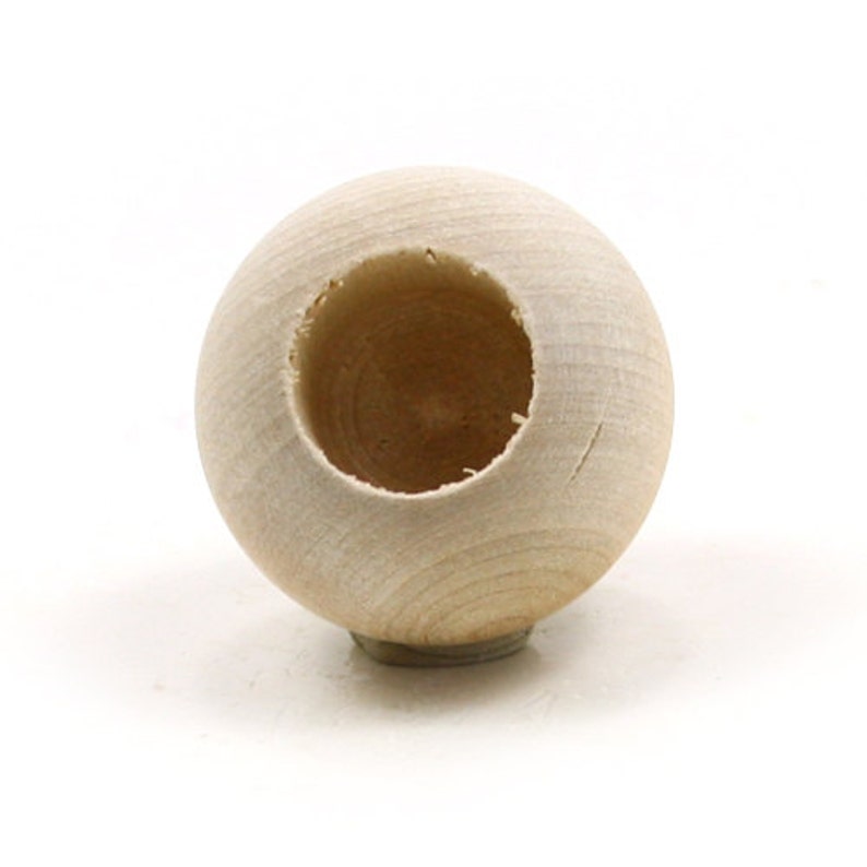 Unfinished Wood Ball Dowel Cap 1-1/4 in diameter with 5/8 inch hole wooden shape WW-DC1250 image 2