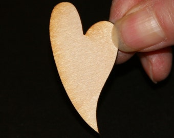 Unfinished Wood Heart Swirl Oblong - 2 inches tall by 1 inch wide and 1/8 inch thick wooden shape (HART17)