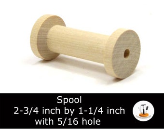 Bobina de madera - 2-3/4 por 1-1/4 pulgadas con 5/16 agujero forma de madera sin terminar