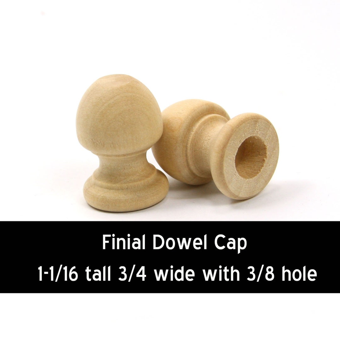 Unfinished Wood Finial Dowel Cap End 11/16 X 3/4 Inch With Etsy
