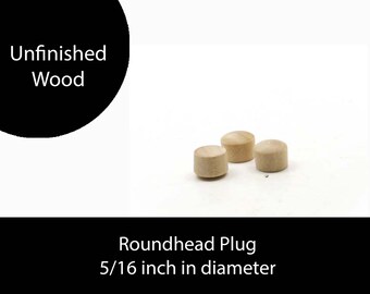 Unfinished Wood Roundhead Plug Button - 5/16 inches in diameter wooden shapes