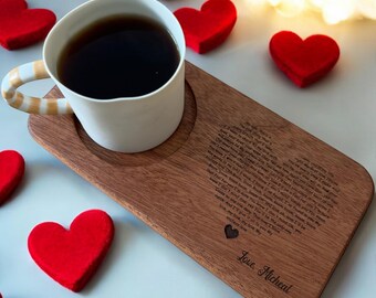 Personalized Valentine's Gift,Wooden Coffee Serving Board with QR Code & Engraving ,Unique Anniversary Gift for Him or Her,Motherday gift