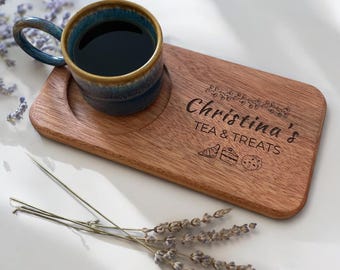Personalised Custom Engraved Natural wood Tea & Biscuit Board Serving Board Novelty Gift Birthday Valentines Housewarming, Motherday gift