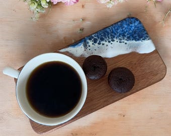 Handmade Epoxy Coffee & Tea Serving Board - Personalized Biscuit Board, Tea Tray, Gift for Grandma,Motherday gift, Epoxy Serving Board