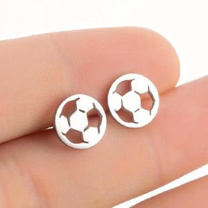 Stainless Steel Soccer Stud Earrings | Hypoallergenic Sports Jewelry