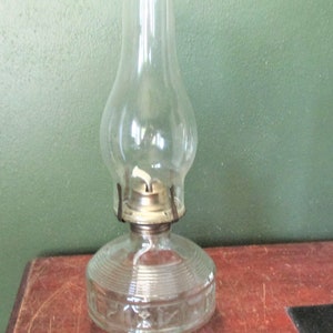 Glass Oil Lamp with Hurricane Chimney Vintage Kerosene Light