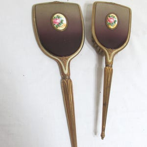 Vanity Dressing Table Set Vintage Hand Mirror and Hair Brush