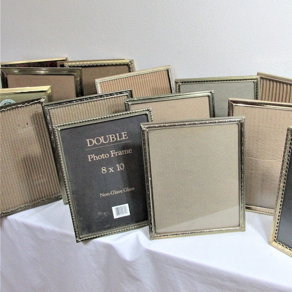 Metal Picture Frames  8 x 10 Vintage with Glass and Easel Backs Choose Design