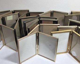 Bi Fold Picture Frames Vintage Choice of Metal Hinged Set of 5 x 7