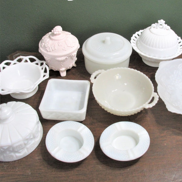 Milk Glass Dishes Choice of Vintage Decorative Candy or Serving Bowls