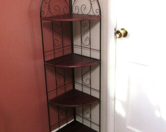 Ethan Allen Legacy Corner Cabinet With Bakers Rack Iron 13 9521 213 Russet Finish Etsy
