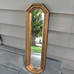 Narrow Accent Mirror Vintage Original Color Home Interior Gold