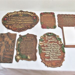 Wall Plaques Blessings Vintage Brown Burwood Resin Art