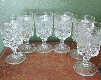 Vintage Anchor Hocking Wexford Clear 5 1/2" Wine/Juice Glasses set of 4  USA 