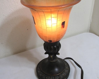 Lamp Stained Glass Shade Metal Base Light