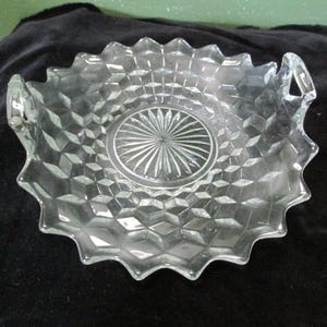 Fostoria  American Tray Vintage Clear Glass Folded Sides with Handles