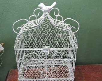 Wire Birdcage Wedding Card Holder White Metal Plant Hanger