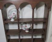 Curio Display Cup and Saucer with Plate Groove and Carved Spindles