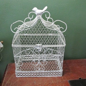 Wire Birdcage Wedding Card Holder White Metal Plant Hanger