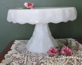 Wedding Cake Stand Milk Glass Pedestal Vintage Anchor Hocking