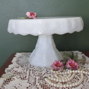 Wedding Cake Stand Milk Glass Pedestal Vintage Anchor Hocking