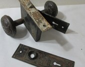 Door Knobs Backplates and Mortise Lock Vintage Decorative Archtectural Salvage