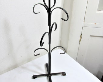 Metal Mug Tree Vintage Jewelry Holder Hanging Hooks Free Standing