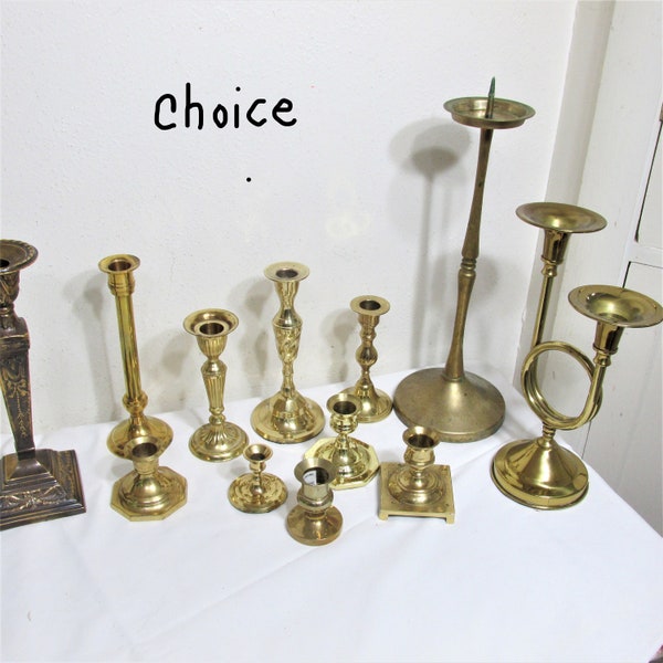 Brass Candlestick Choose a Vintage Single Candleholders