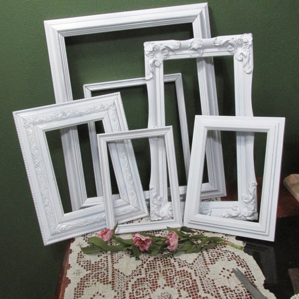 Reserved for Casey Vintage Picture Frames Set of 6 Various Sizes Open Frames