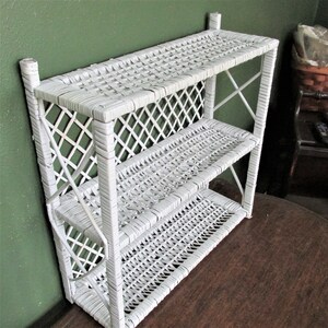 White Wicker Shelf Unit With 3 Tier Vintage Storage - Etsy