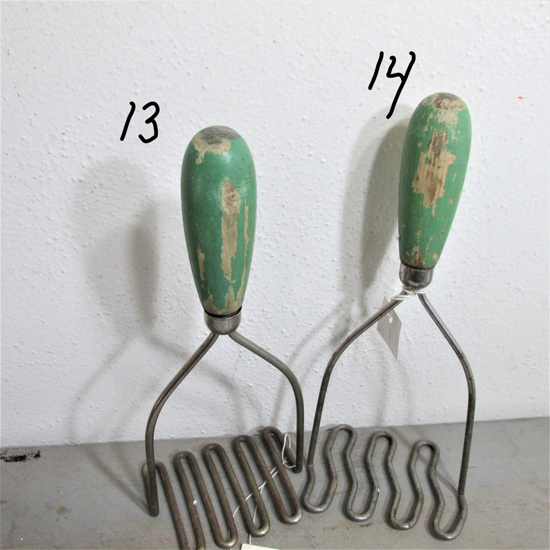 Green Wood Handle Utensils Choice of 1 Vintage Kitchen Tool Etsy