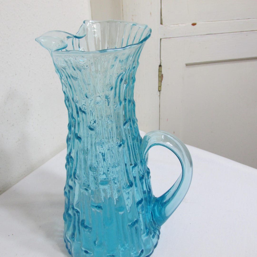 Bamboo Look Glass Pitcher Vintage MCM Tahiti Style - Etsy